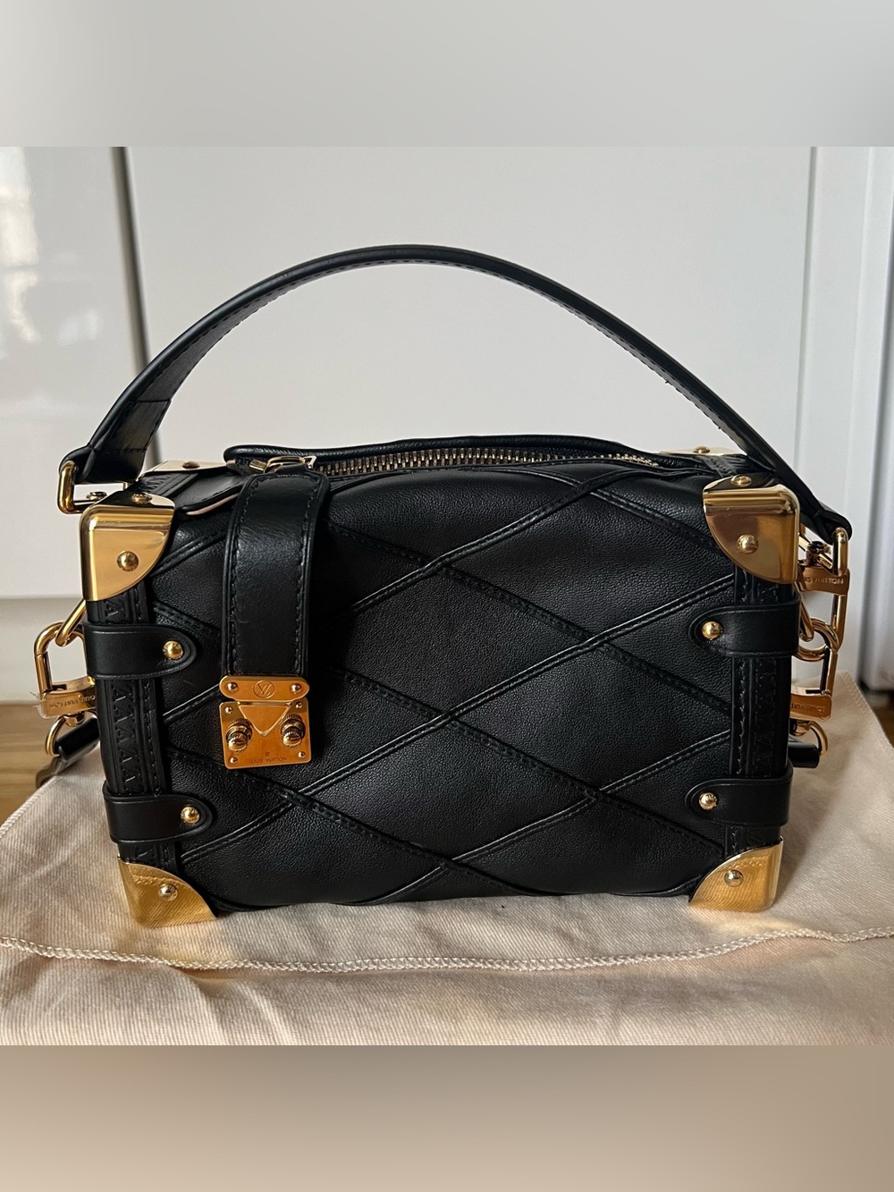 Louis Vuitton Black Quilted Satchel with Gold Hardware
